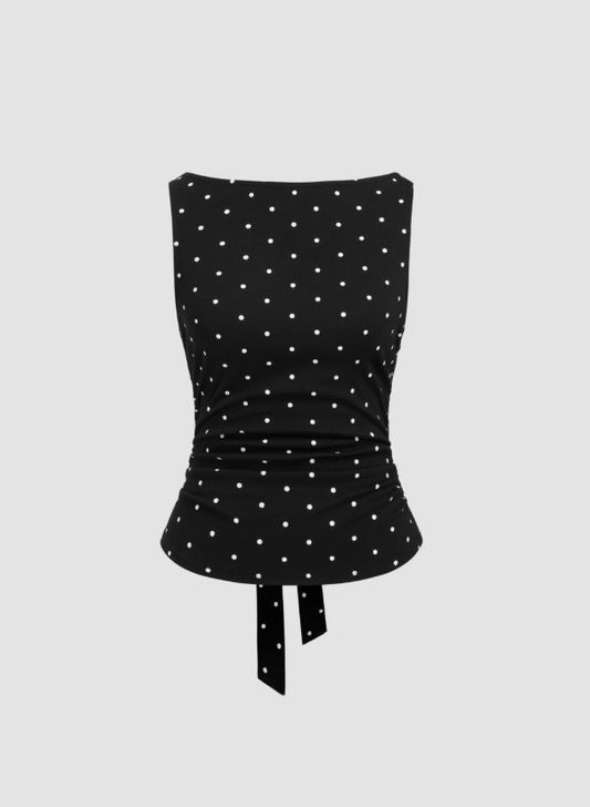 Knotted Polka Dot Tank Top