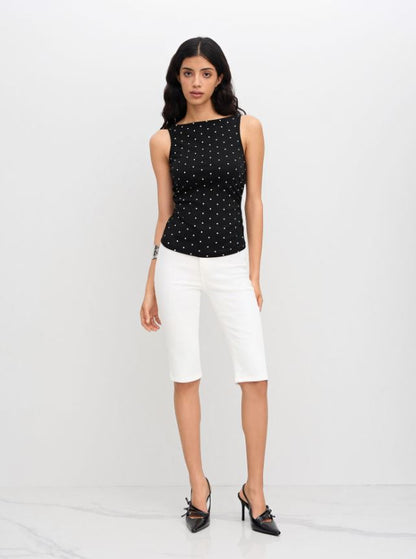 Knotted Polka Dot Tank Top