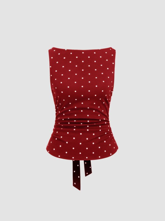 Knotted Polka Dot Tank Top