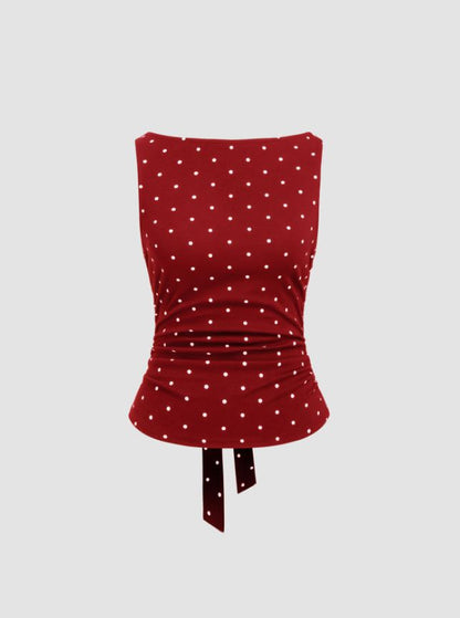 Knotted Polka Dot Tank Top